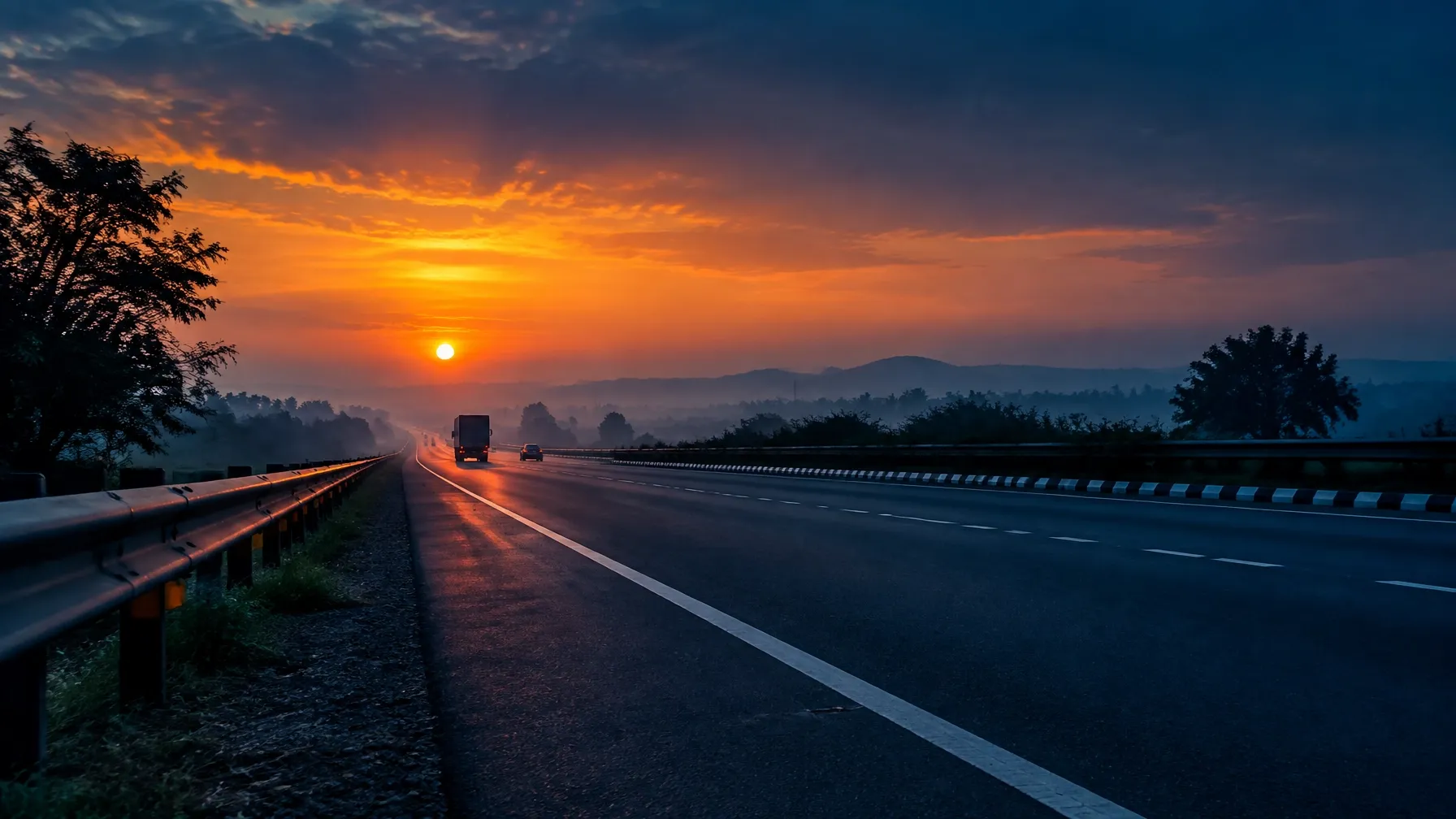 Indian expressway opening into the dawn